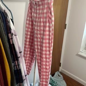 Zara pink gingham plaid pants